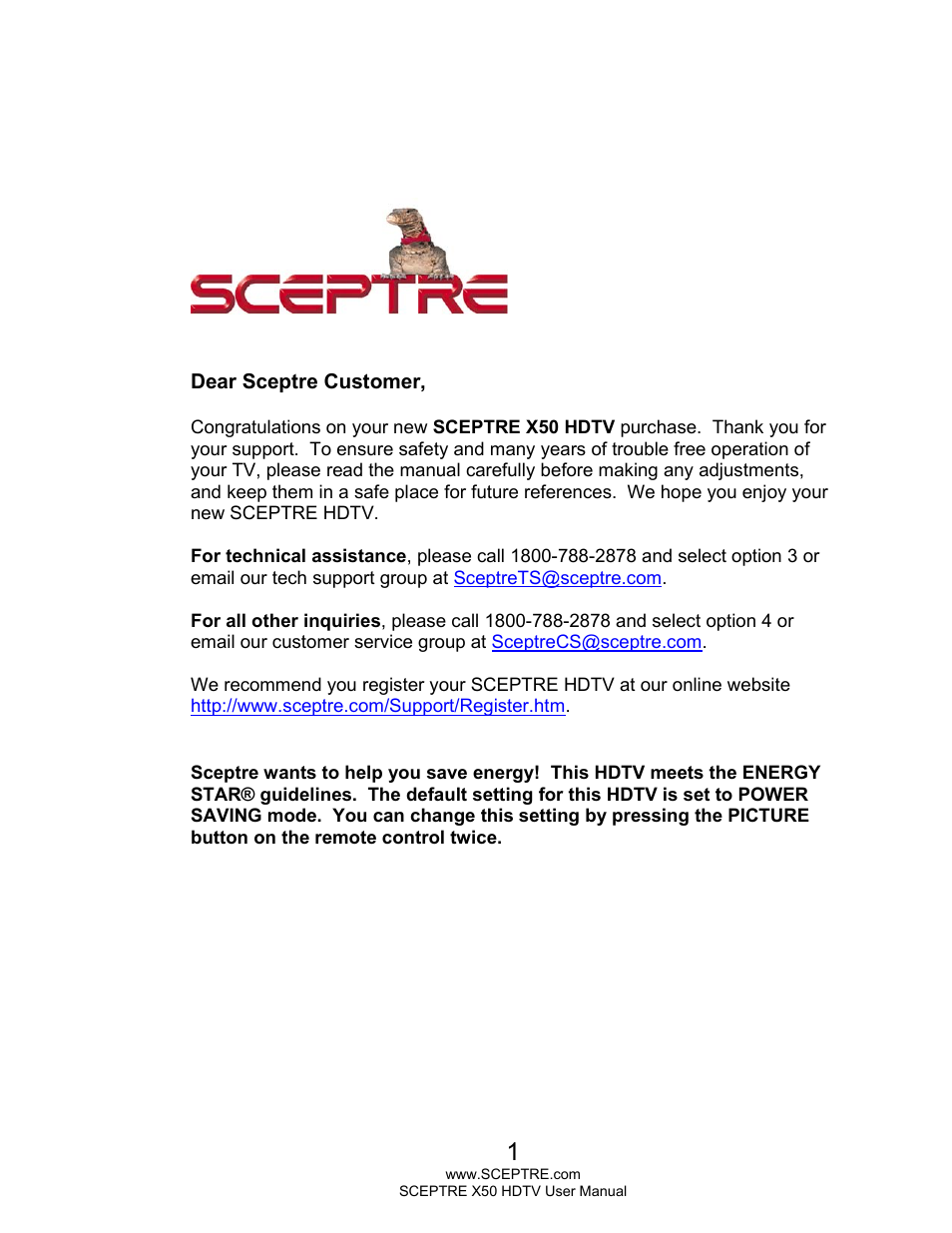 Sceptre X505BV-FHDU User Manual | 54 pages