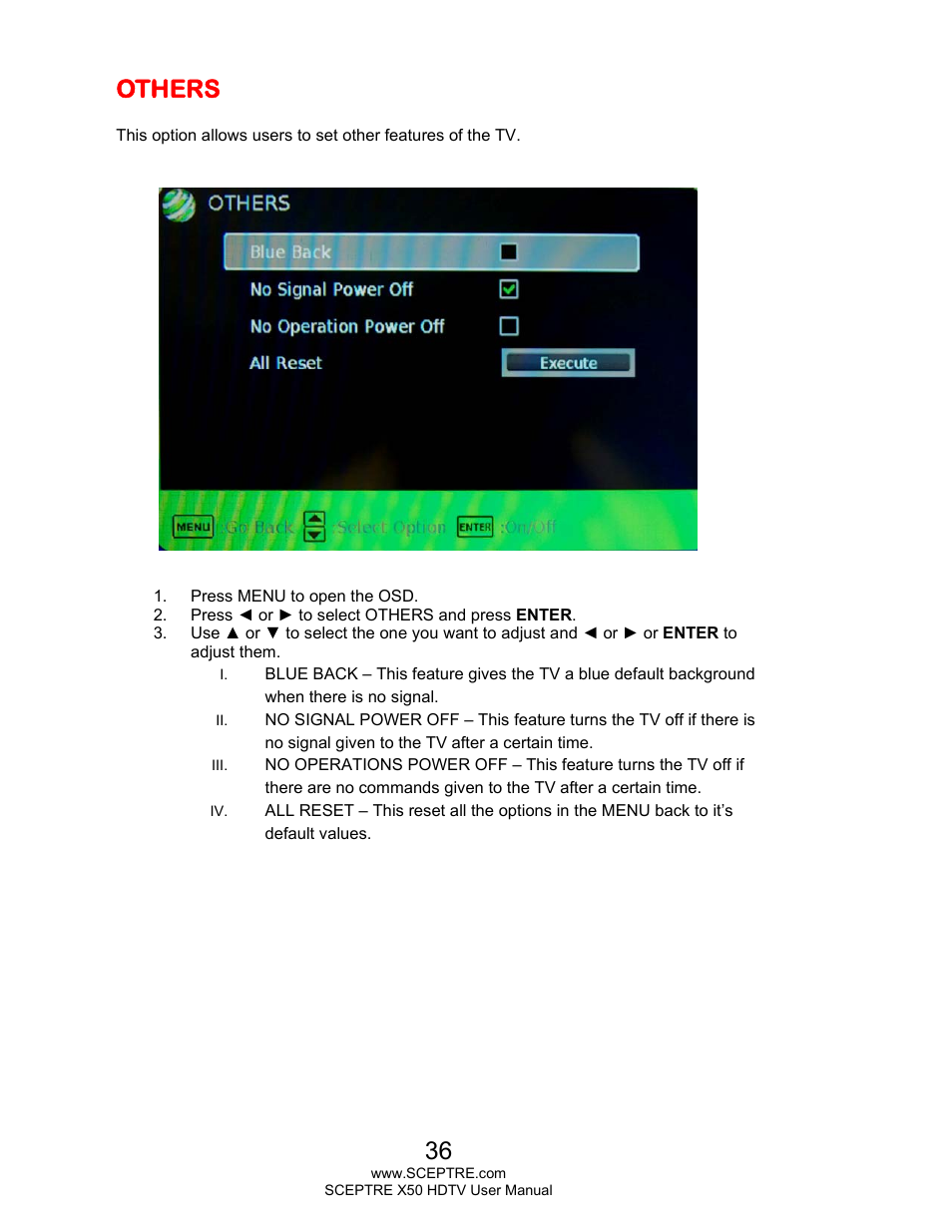 Others | Sceptre X505BV-FHDU User Manual | Page 36 / 54