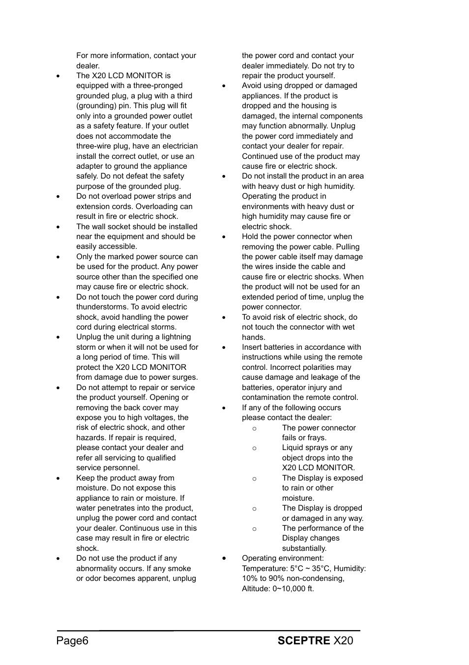 Page6 sceptre x20 | Sceptre X20WG-1080P User Manual | Page 6 / 38