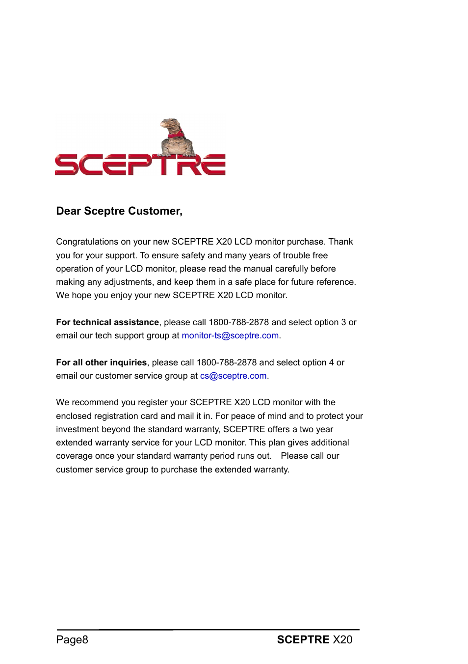 Sceptre X20WG-1080P User Manual | Page 8 / 38