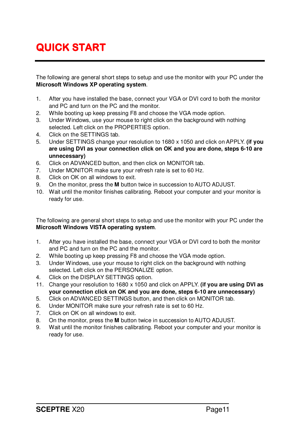 Sceptre X20WG-NAGA2 User Manual | Page 11 / 38