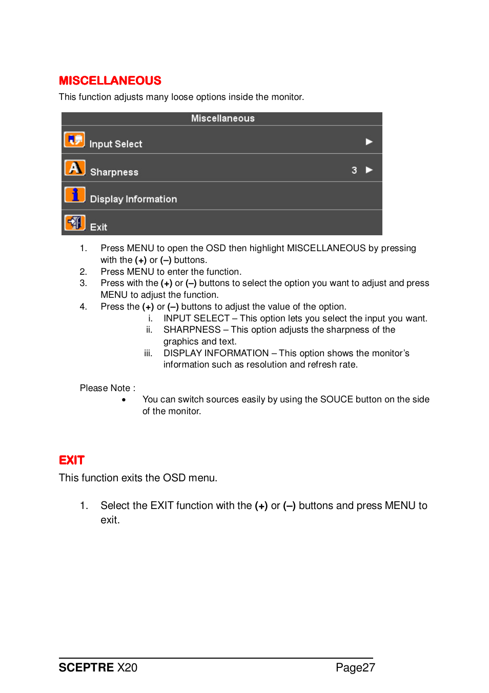 Sceptre X20WG-NAGA2 User Manual | Page 27 / 38