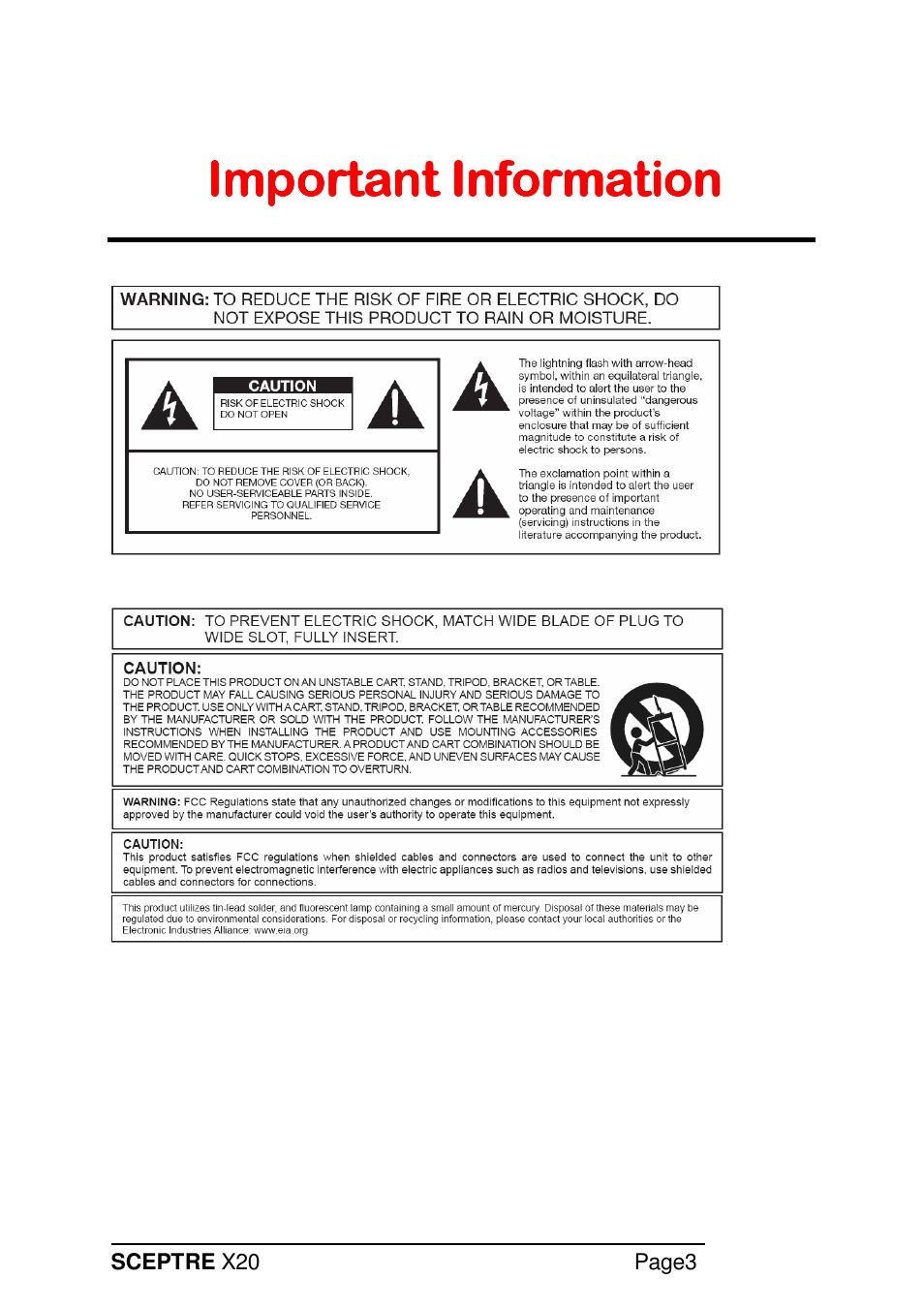 Sceptre X20WG-NAGA2 User Manual | Page 3 / 38