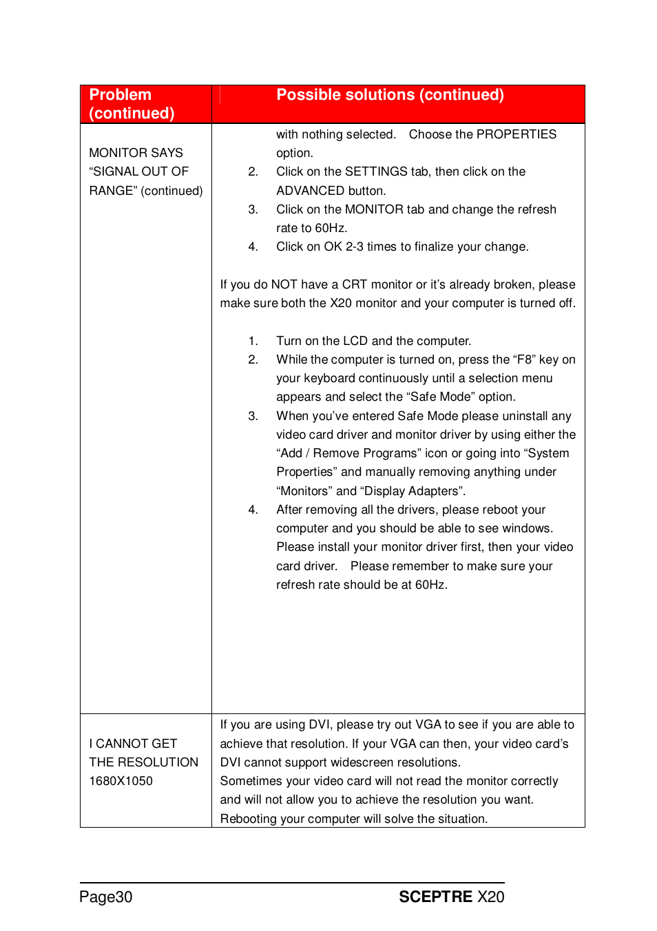 Sceptre X20WG-NAGA2 User Manual | Page 30 / 38