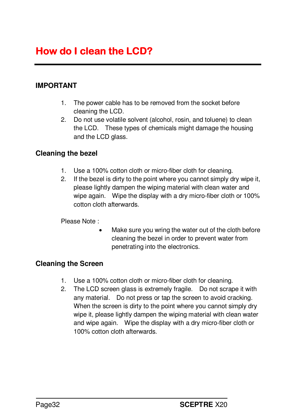 Sceptre X20WG-NAGA2 User Manual | Page 32 / 38