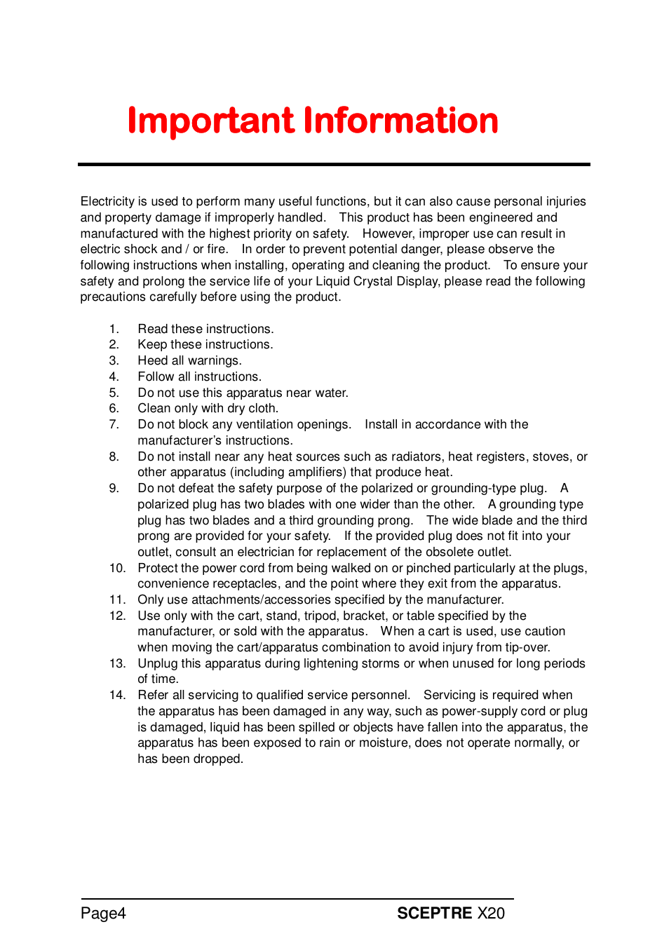 Page4 sceptre x20 | Sceptre X20WG-NAGA2 User Manual | Page 4 / 38