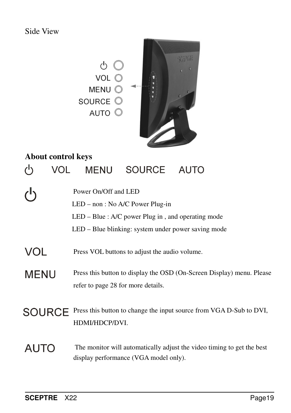 Sceptre X22WG-GAMER User Manual | Page 19 / 42