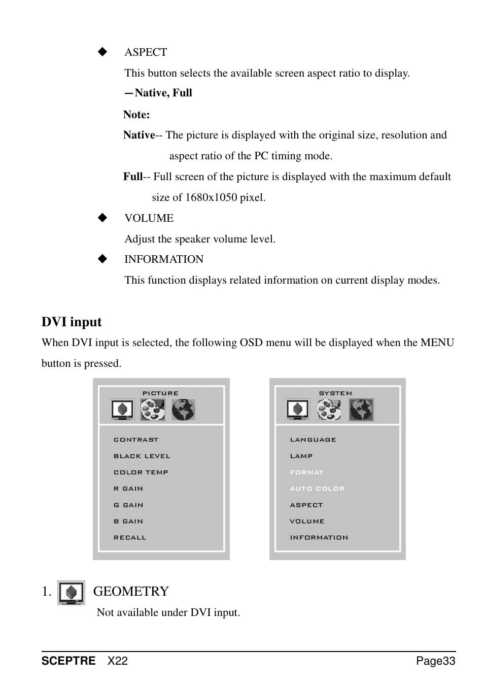 Sceptre X22WG-GAMER User Manual | Page 33 / 42