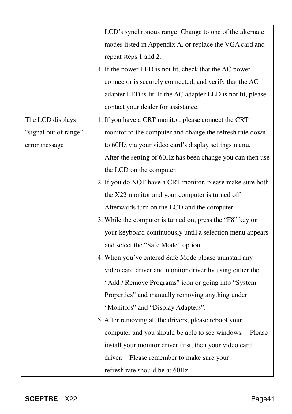 Sceptre X22WG-GAMER User Manual | Page 41 / 42