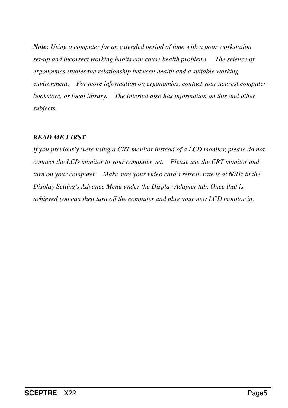 Sceptre X22WG-GAMER User Manual | Page 5 / 42