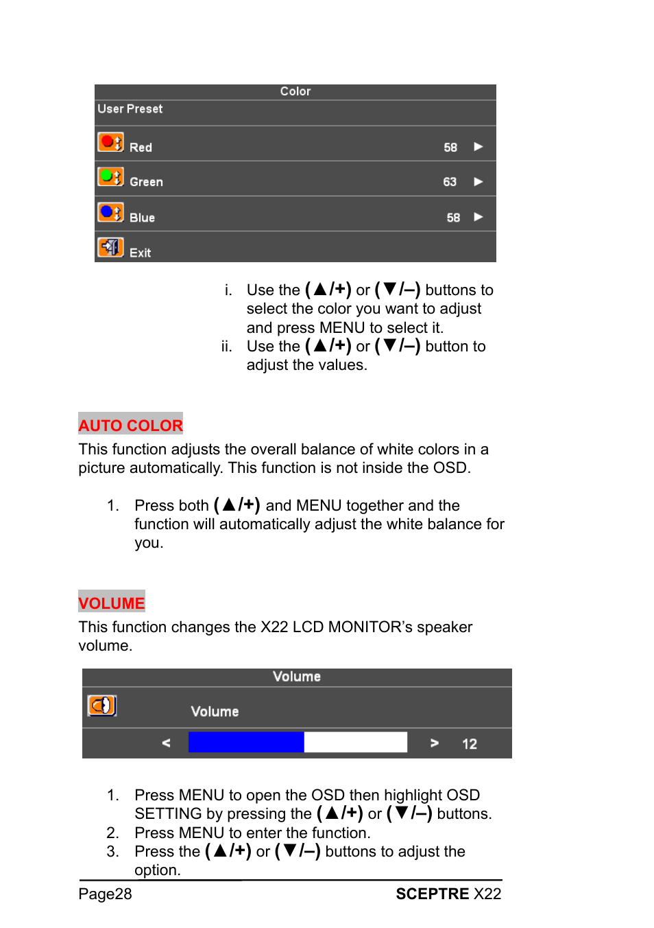 Sceptre X22WG-1080P User Manual | Page 28 / 44