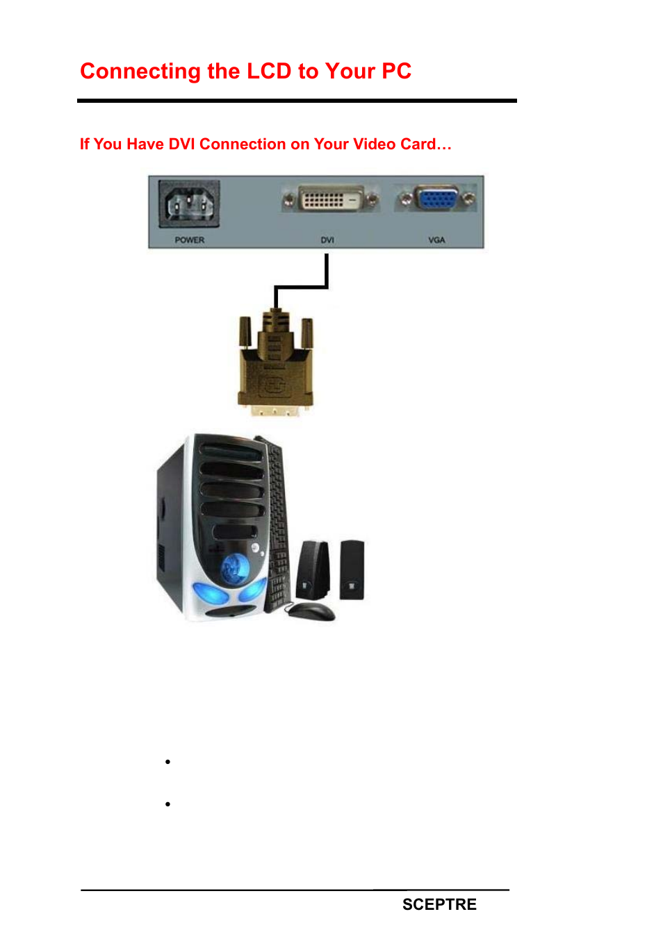Connecting the lcd to your pc | Sceptre X22HG-Naga User Manual | Page 20 / 44