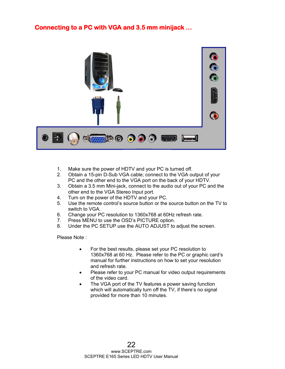 Sceptre E165BV-HD User Manual | Page 22 / 58