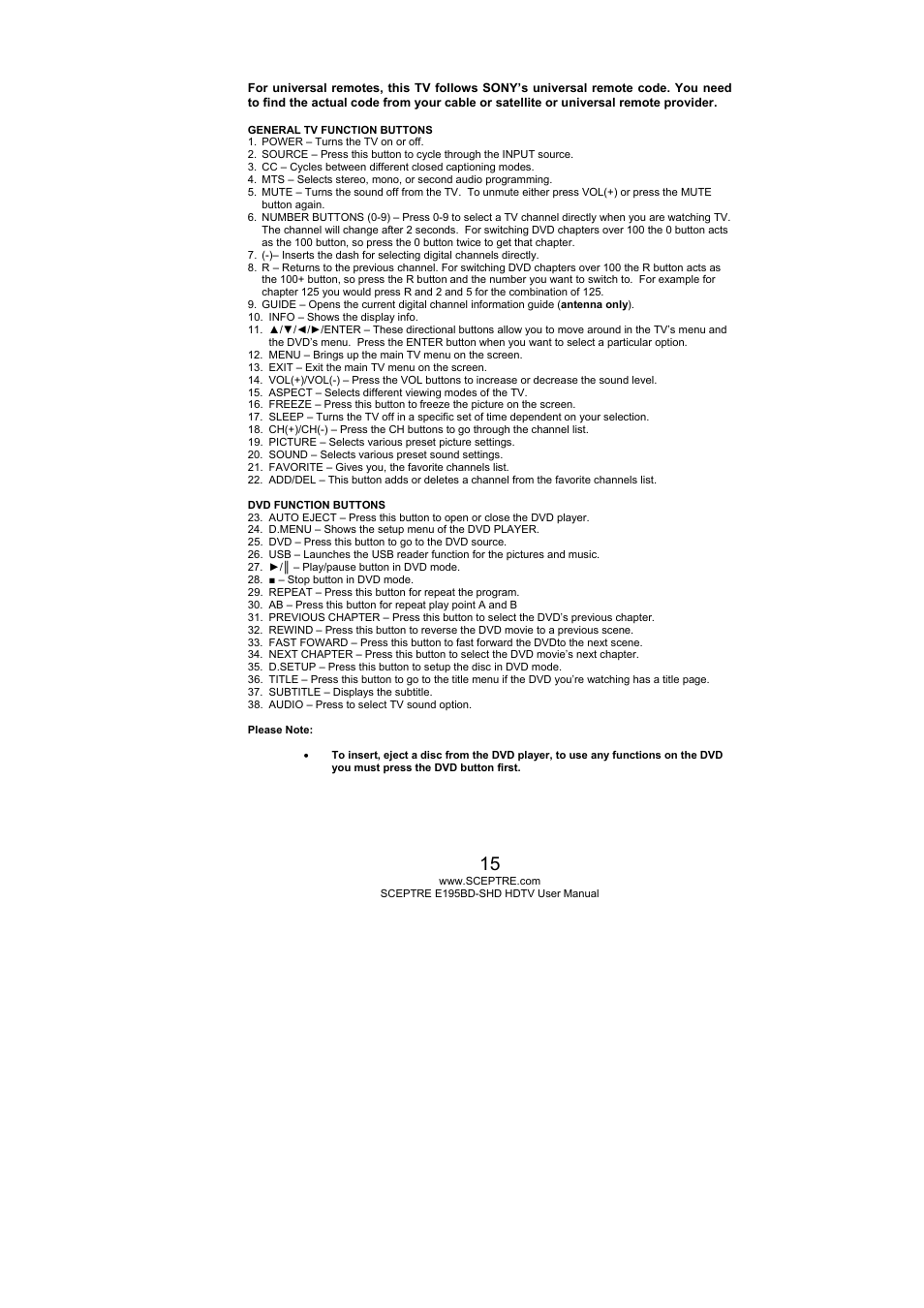 Sceptre E195BD-SHD+ User Manual | Page 15 / 58
