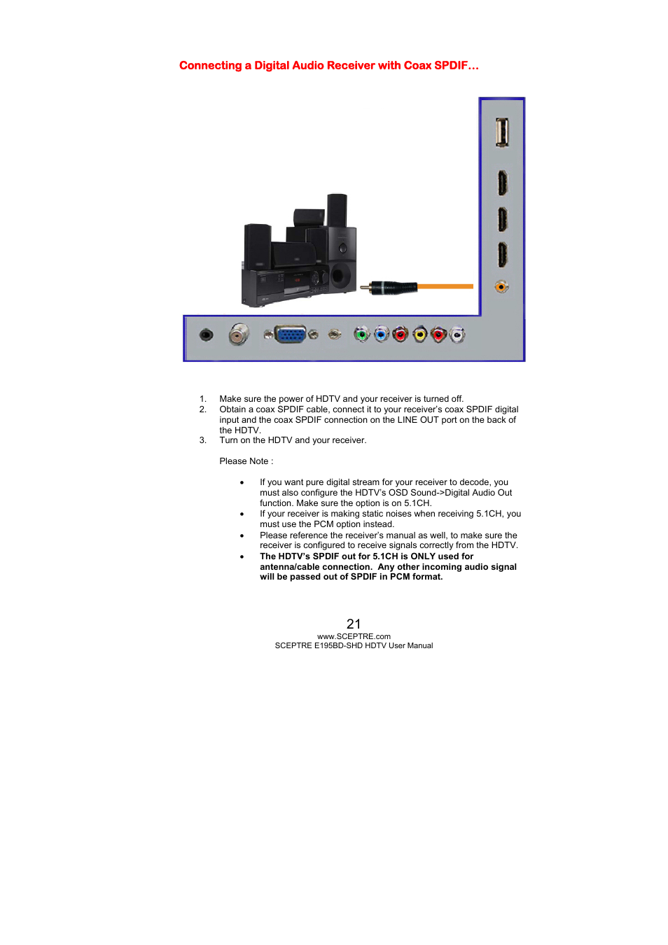 Sceptre E195BD-SHD+ User Manual | Page 21 / 58