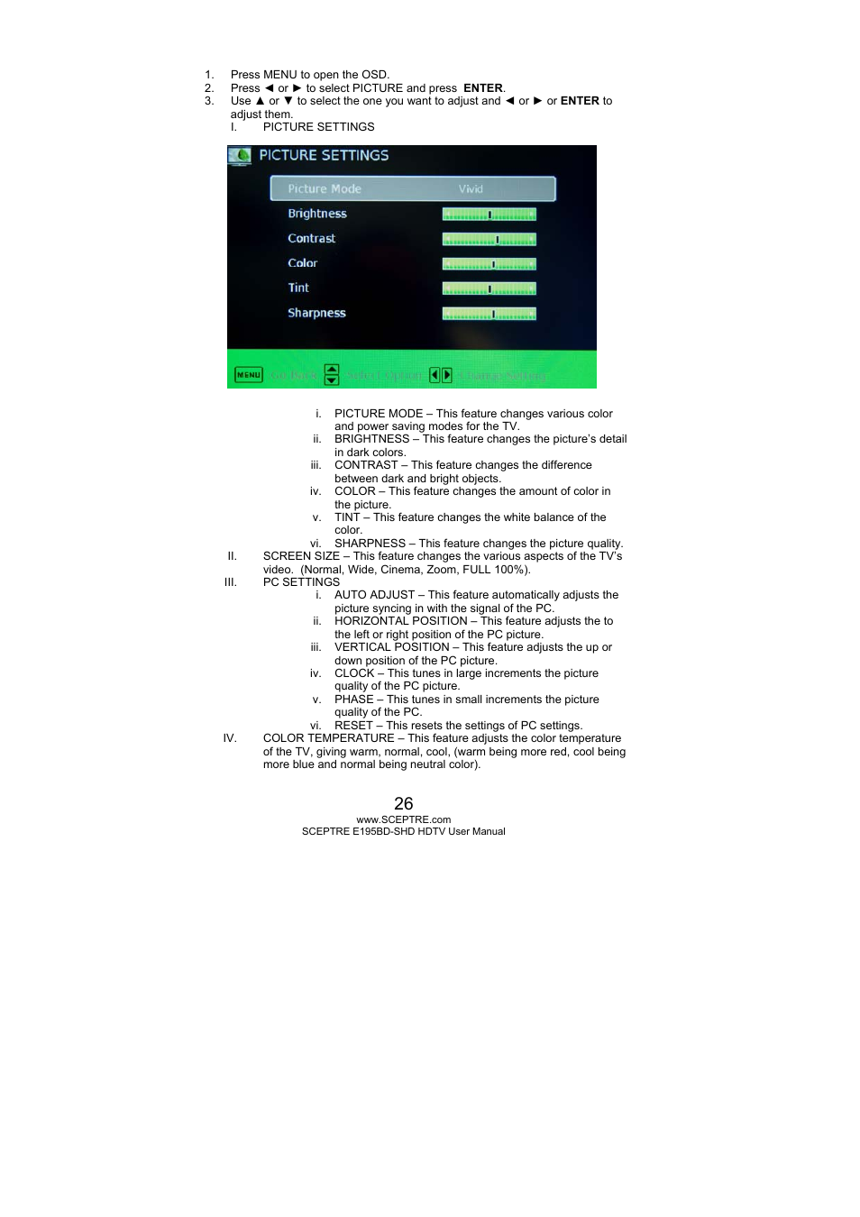 Sceptre E195BD-SHD+ User Manual | Page 26 / 58