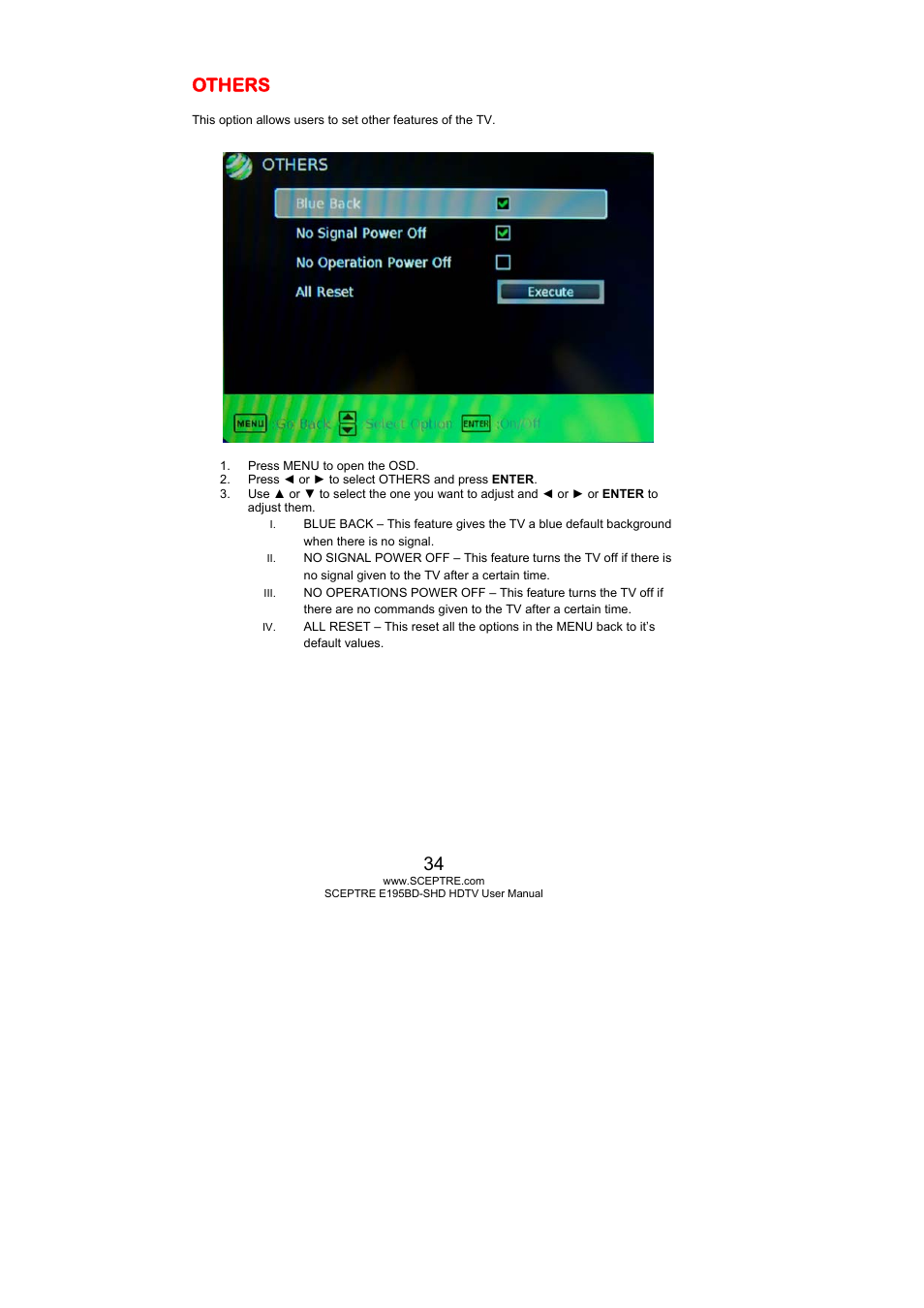 Others | Sceptre E195BD-SHD+ User Manual | Page 34 / 58