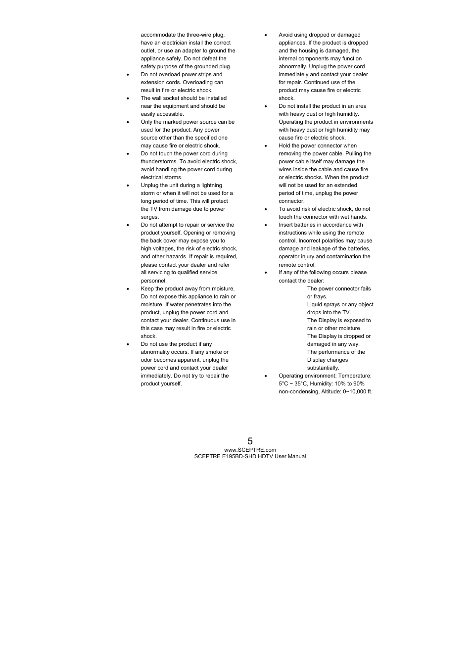 Sceptre E195BD-SHD+ User Manual | Page 5 / 58