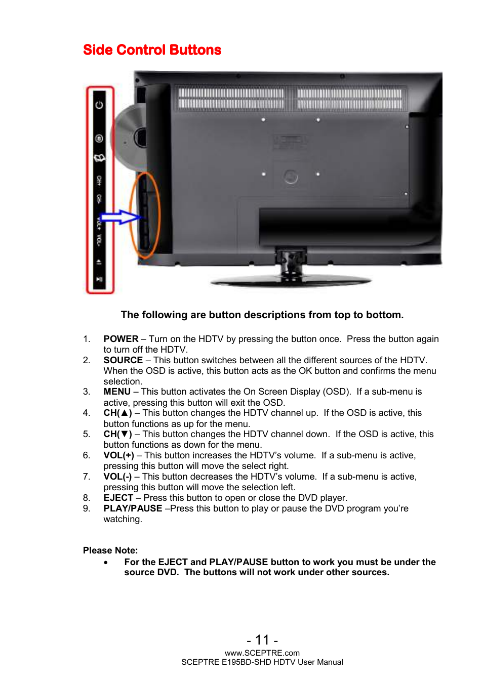 Side | Sceptre E195BD-SHD+ User Manual | Page 11 / 45