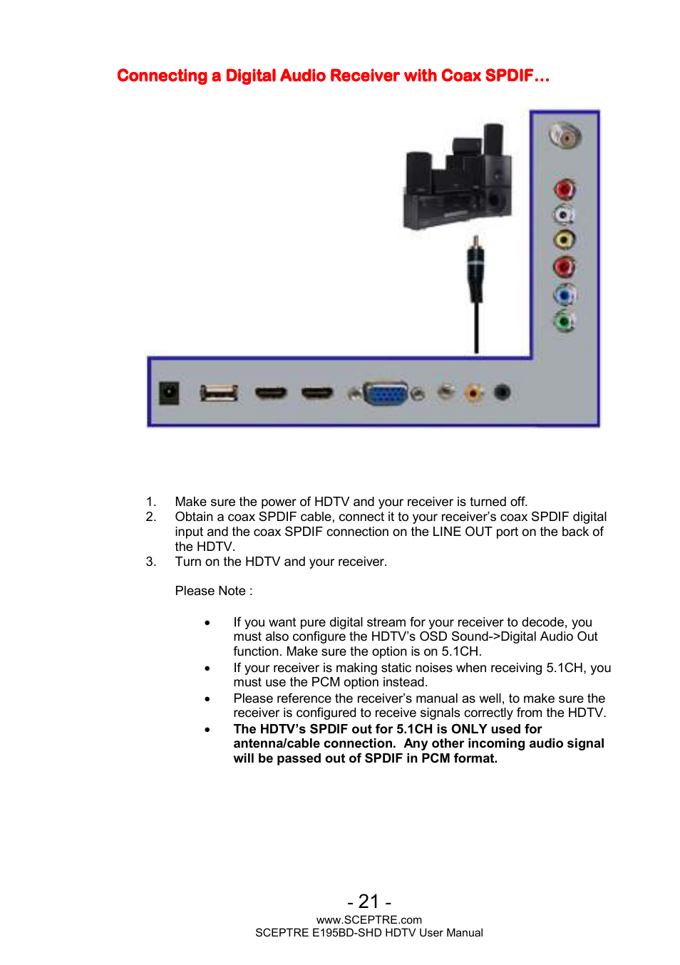 Sceptre E195BD-SHD+ User Manual | Page 21 / 45