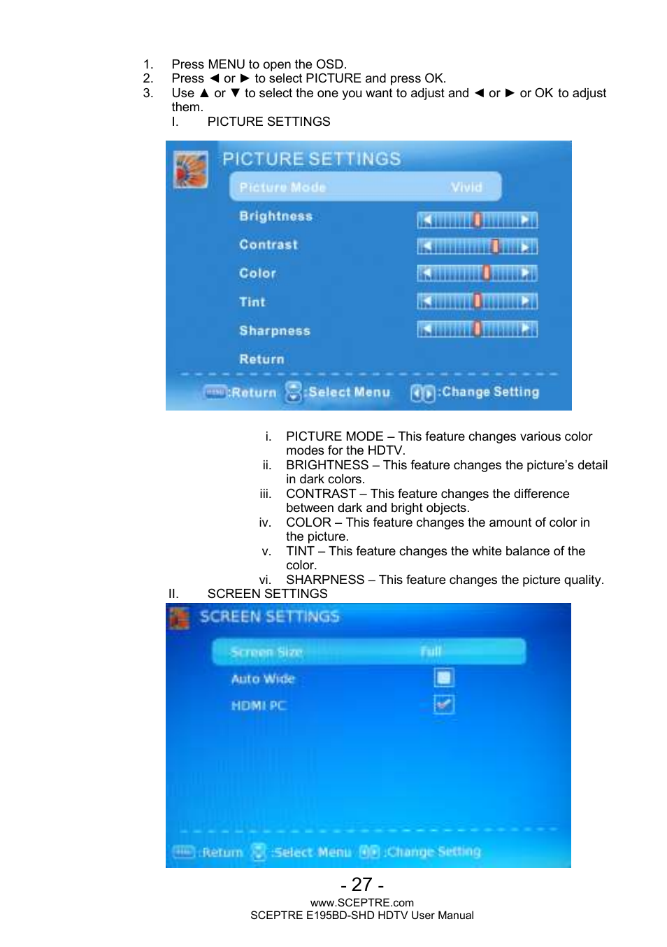 Sceptre E195BD-SHD+ User Manual | Page 27 / 45