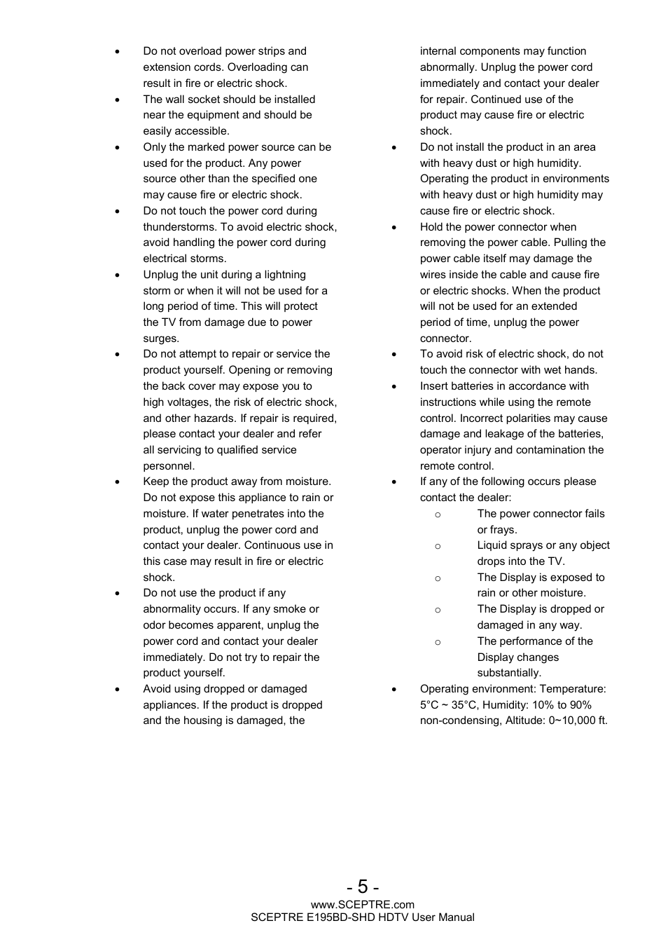 Sceptre E195BD-SHD+ User Manual | Page 5 / 45