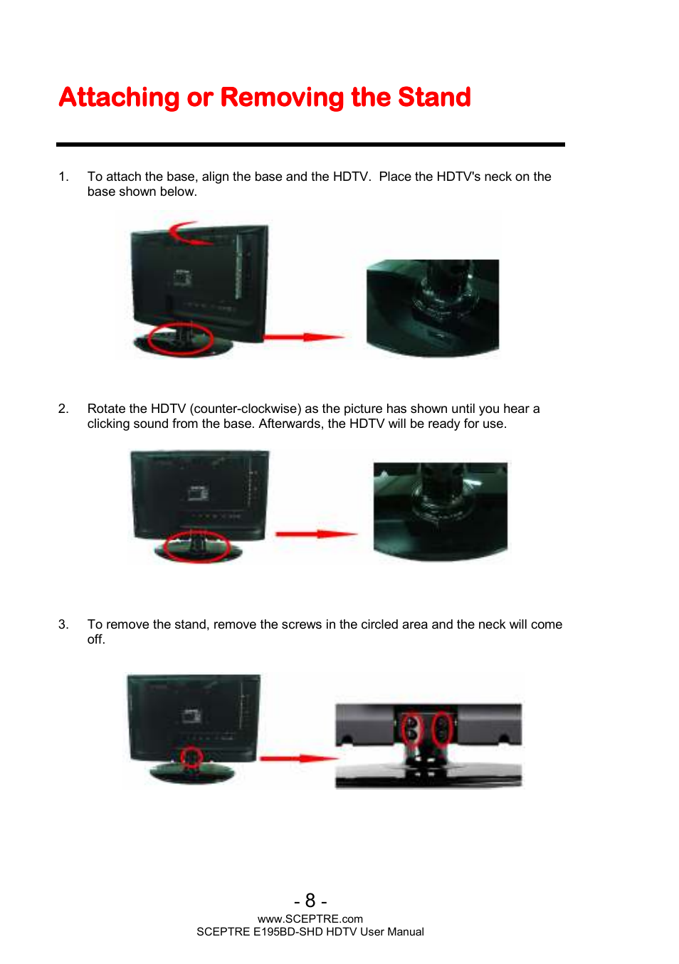 Sceptre E195BD-SHD+ User Manual | Page 8 / 45