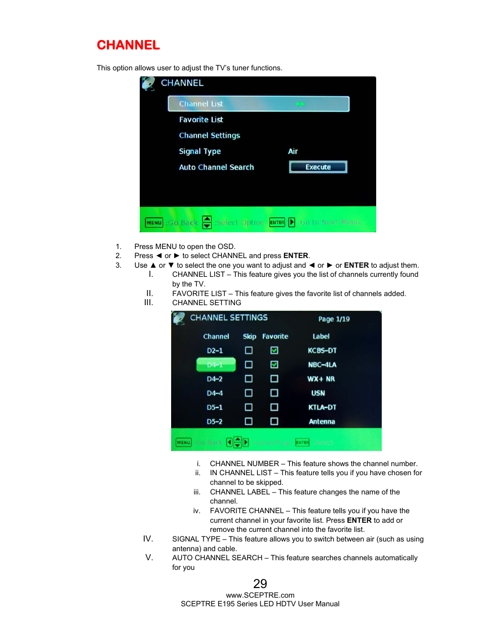 Channel | Sceptre E195BD-SHD+ User Manual | Page 29 / 56