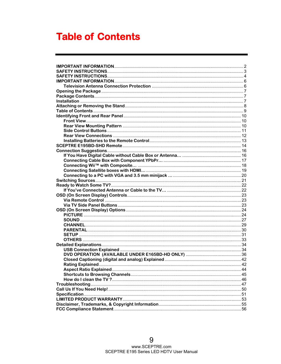 Sceptre E195BD-SHD+ User Manual | Page 9 / 56