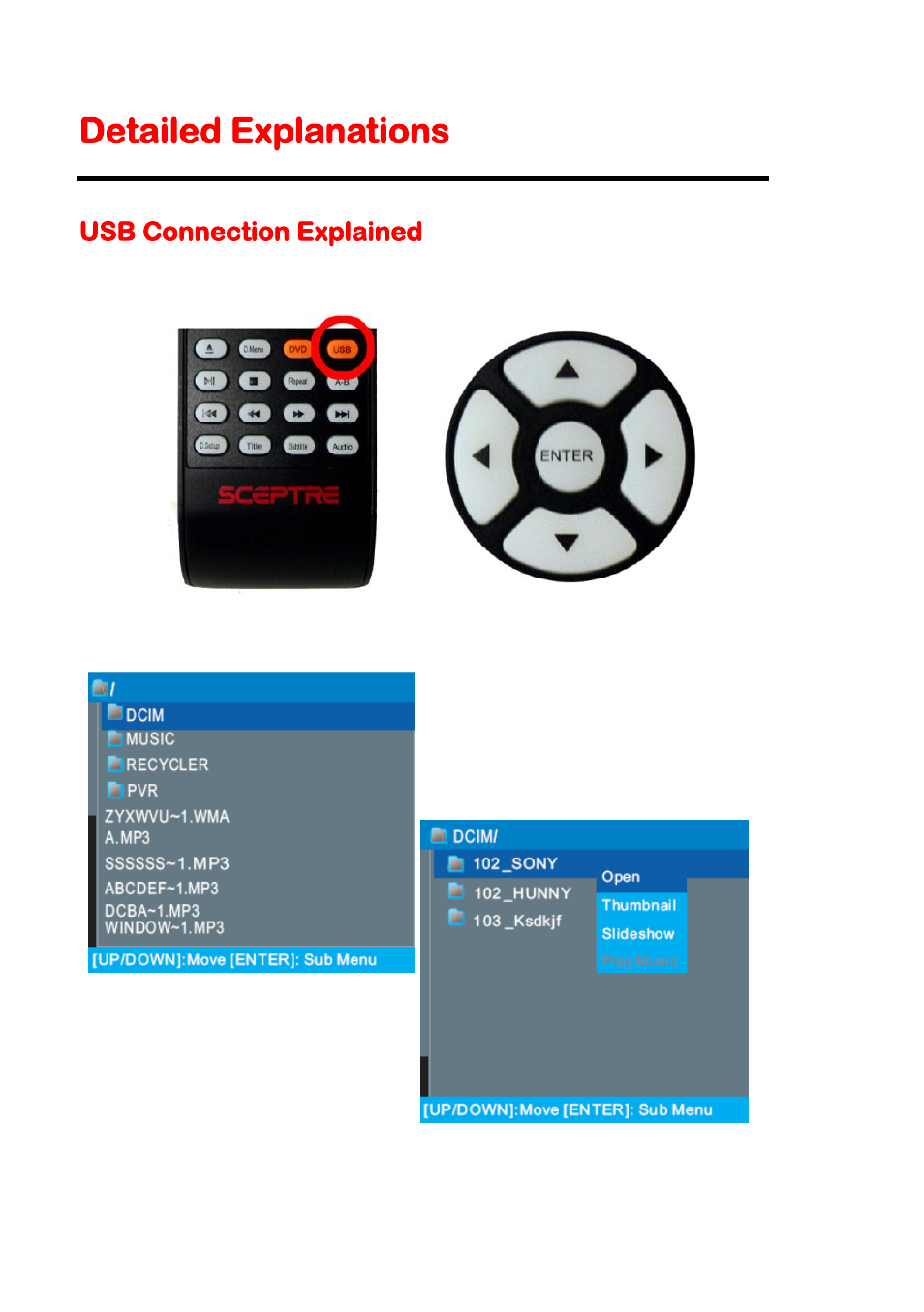 Detailed explanations, Usb connection explained | Sceptre E230BD-FHD User Manual | Page 38 / 61