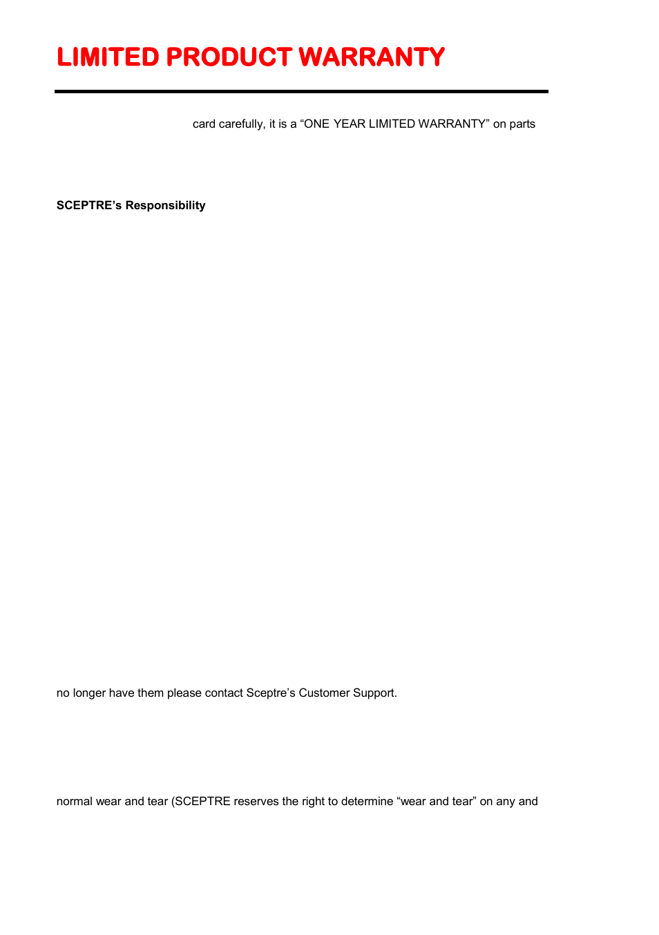 Limited product warranty | Sceptre E230BD-FHD User Manual | Page 58 / 61