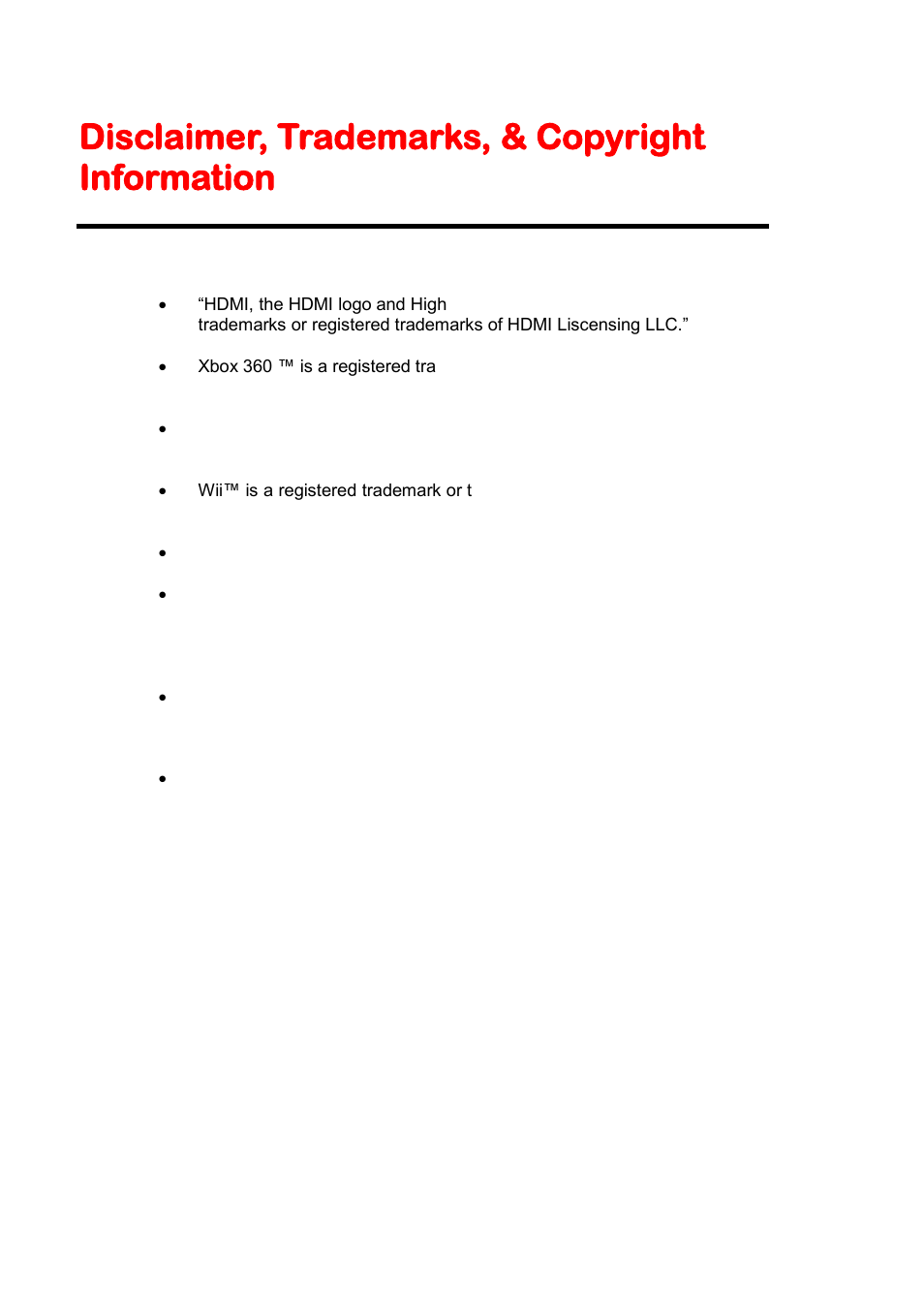 Disclaimer, trademarks, & copyright information | Sceptre E230BD-FHD User Manual | Page 60 / 61