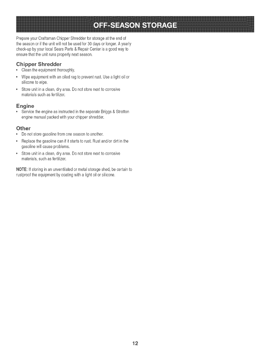 Chipper shredder, Engine | Craftsman 247.776360 User Manual | Page 12 / 40