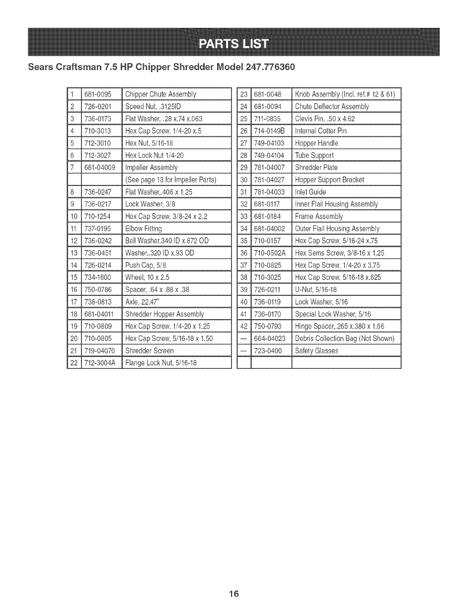 Arts lis | Craftsman 247.776360 User Manual | Page 16 / 40