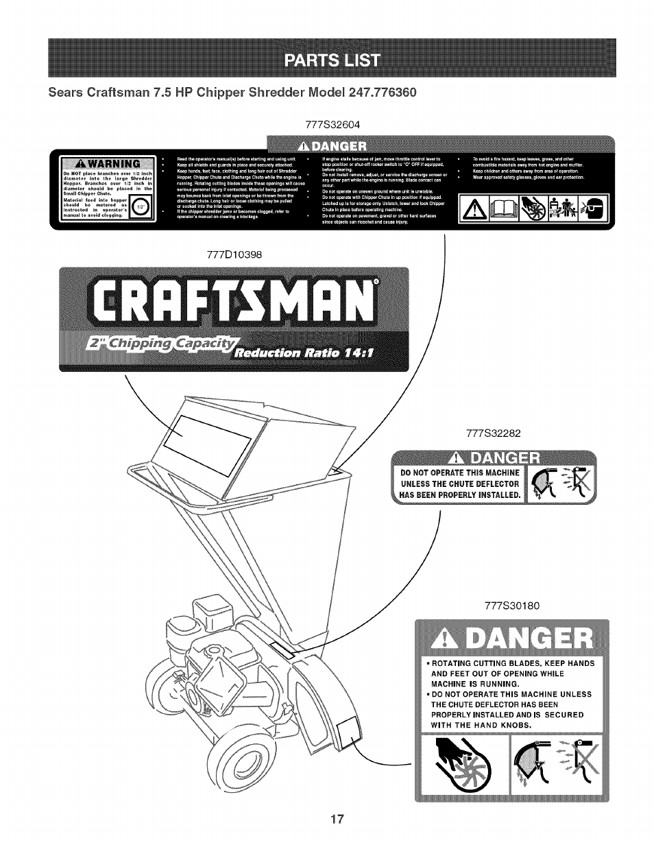 A danger, I do not operate this machine | Craftsman 247.776360 User Manual | Page 17 / 40