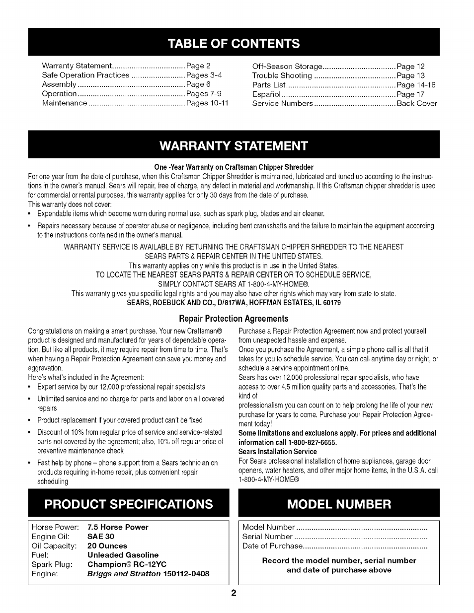 Craftsman 247.776360 User Manual | Page 2 / 40