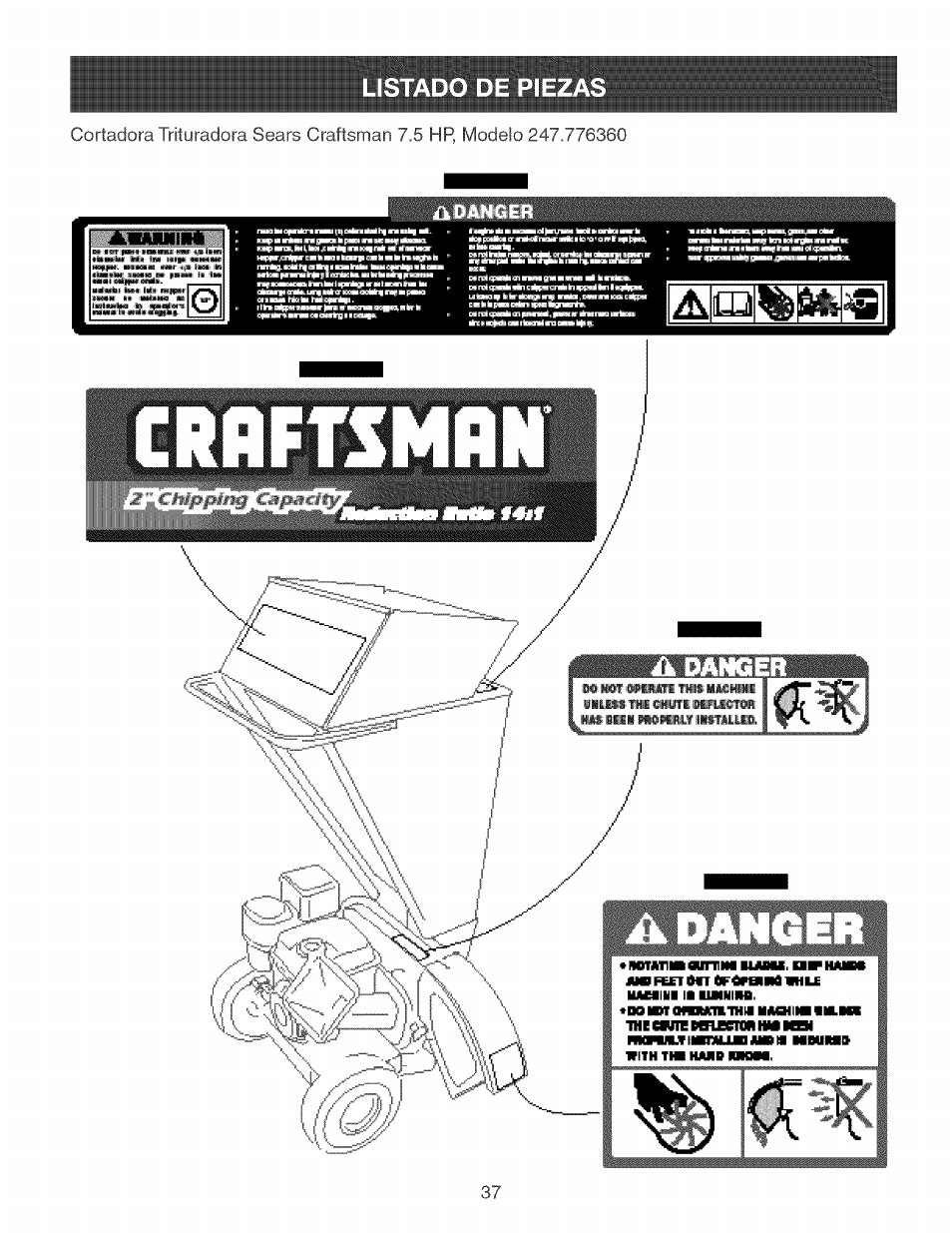 Listado de pieza | Craftsman 247.776360 User Manual | Page 37 / 40