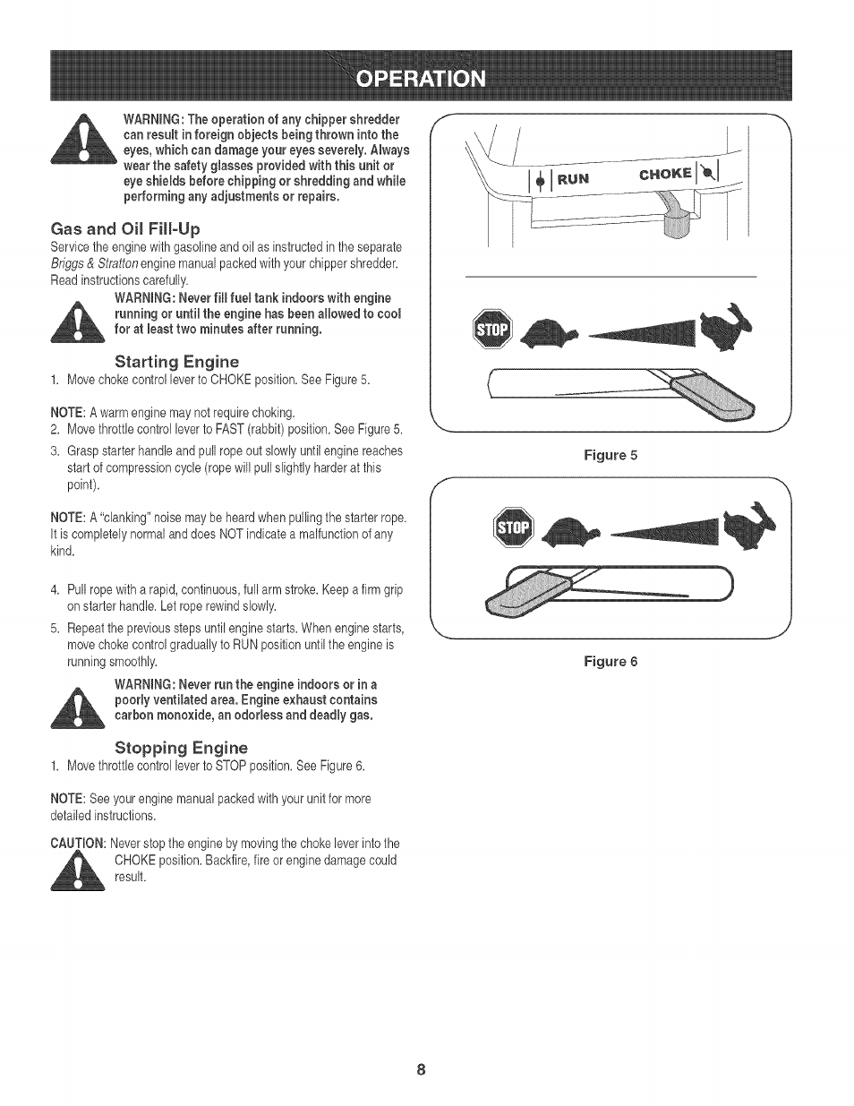 Starting engine, Stopping engine | Craftsman 247.776360 User Manual | Page 8 / 40