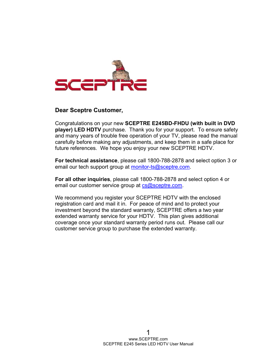Sceptre E245BD-FHDU User Manual | 57 pages