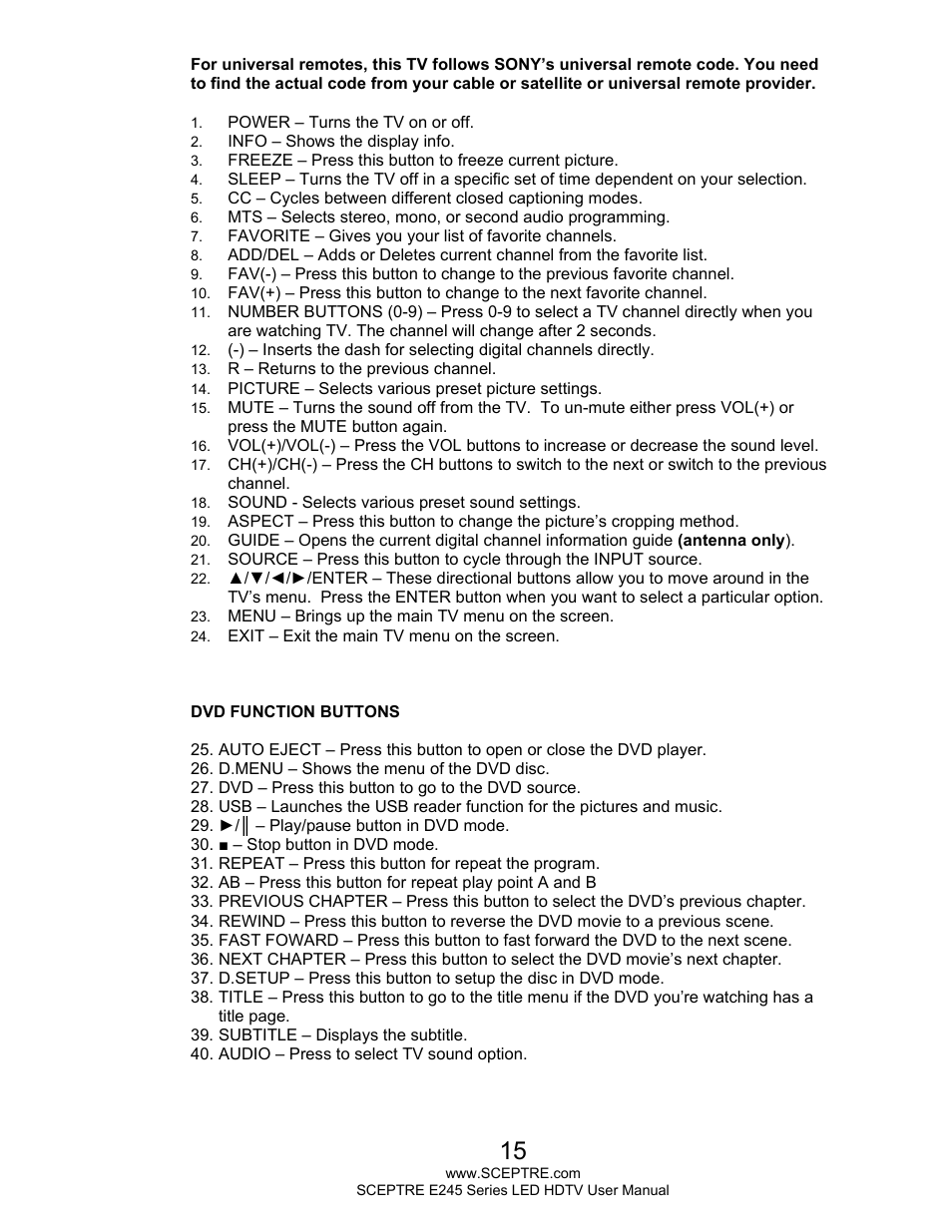 Sceptre E245BD-FHDU User Manual | Page 15 / 57