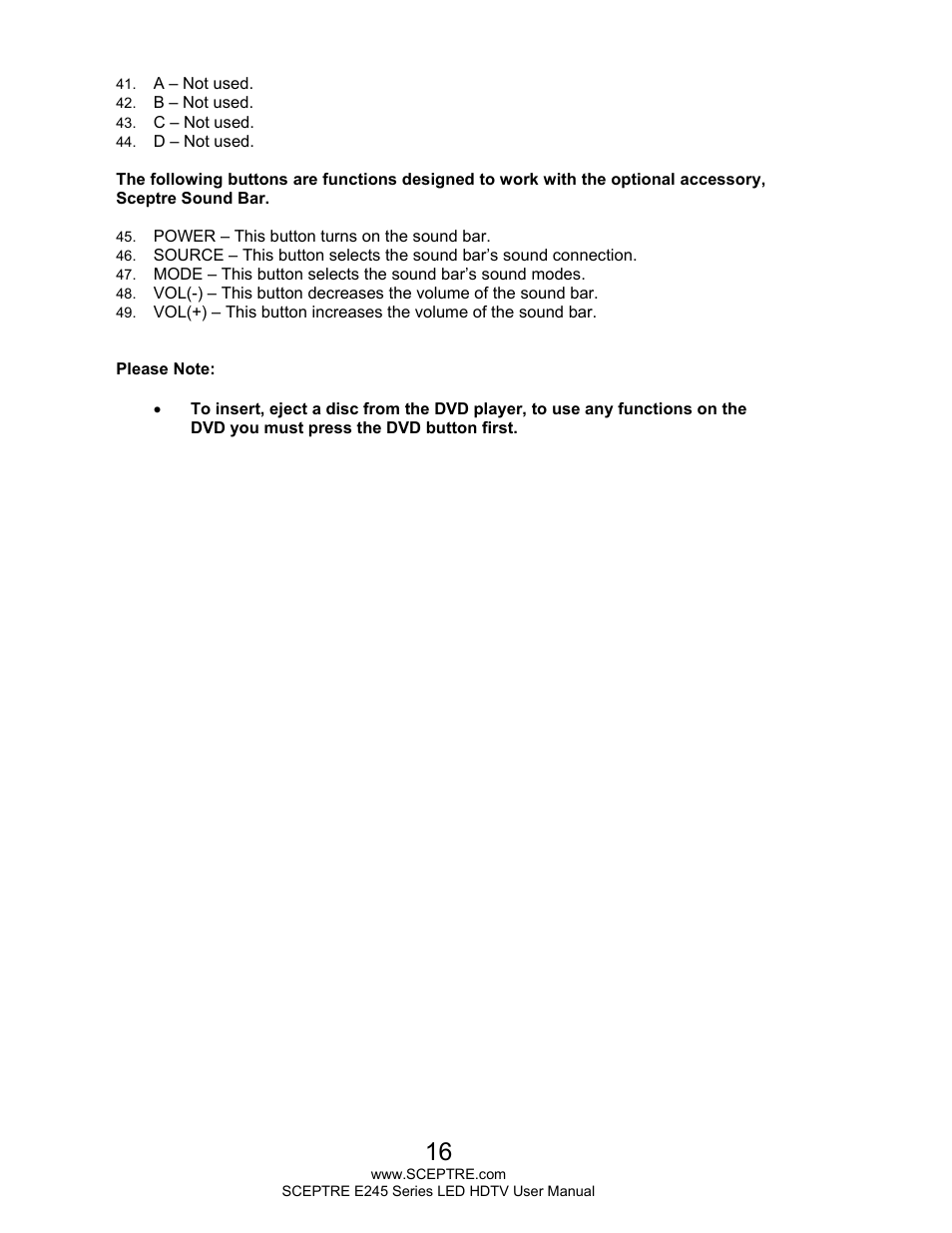 Sceptre E245BD-FHDU User Manual | Page 16 / 57