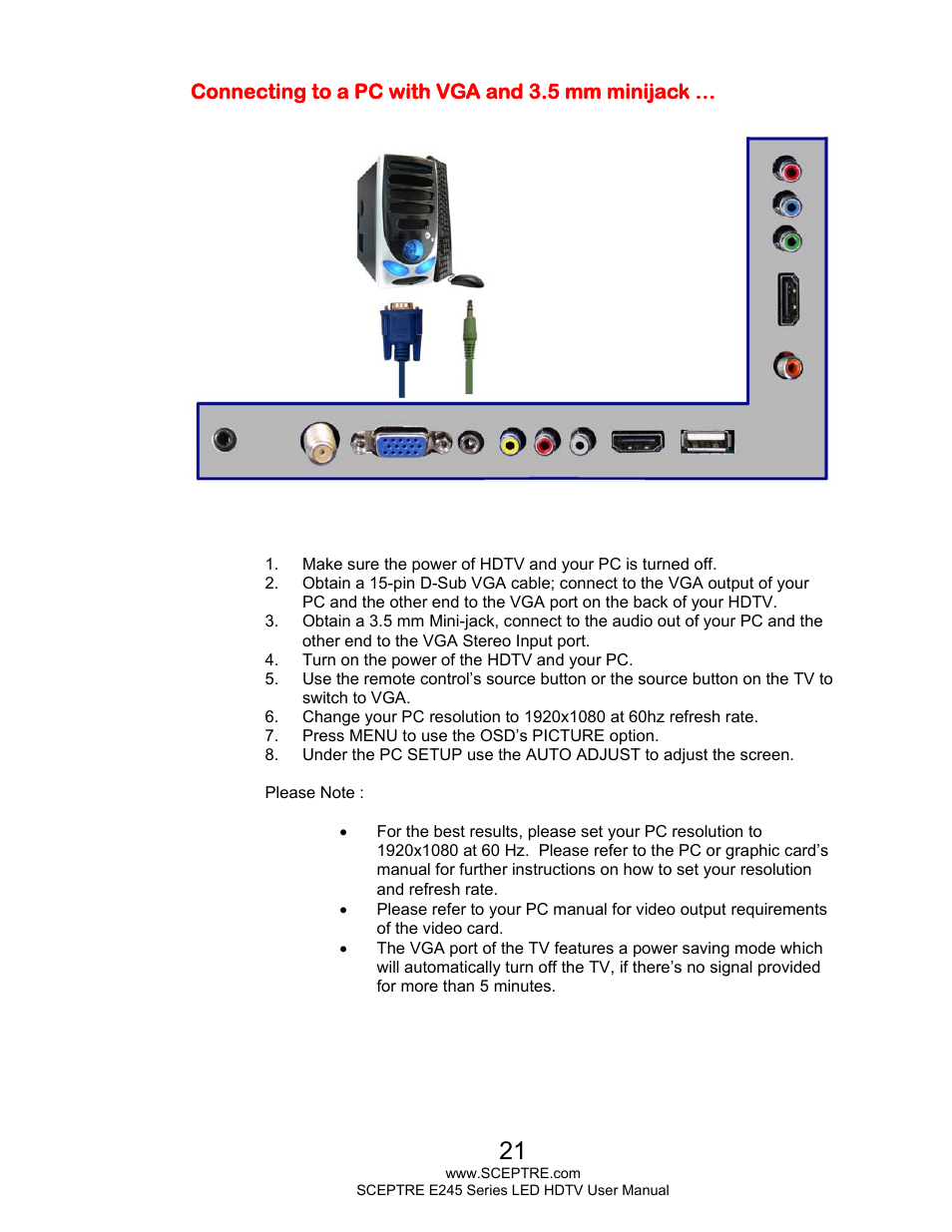 Sceptre E245BD-FHDU User Manual | Page 21 / 57