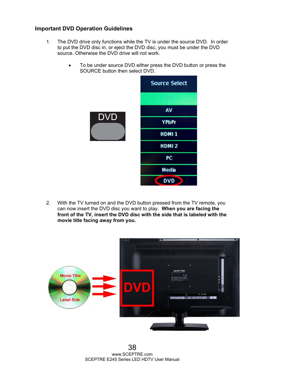 Sceptre E245BD-FHDU User Manual | Page 38 / 57