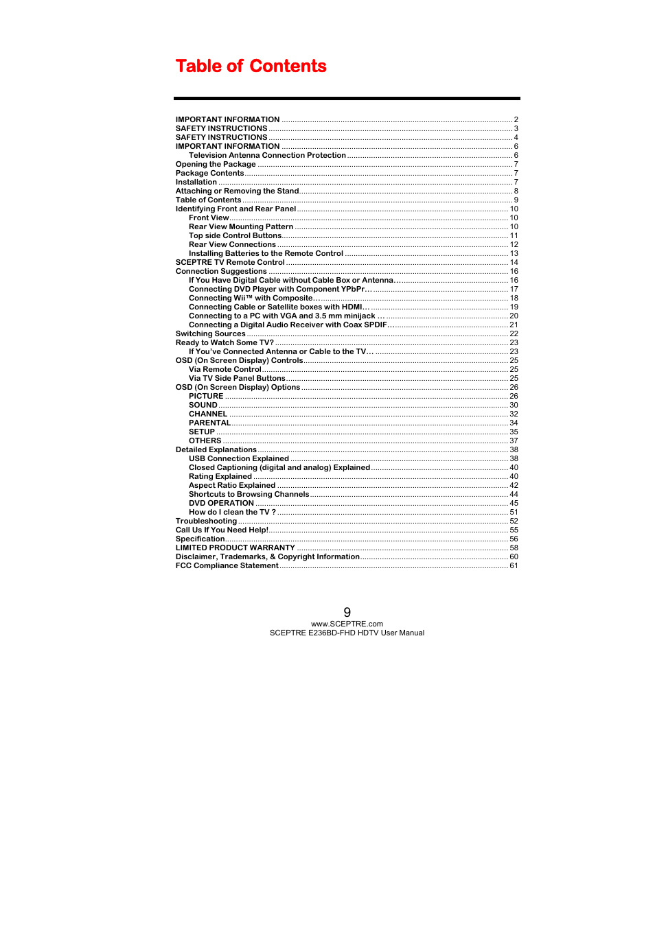 Sceptre E246BD-FHD User Manual | Page 9 / 61