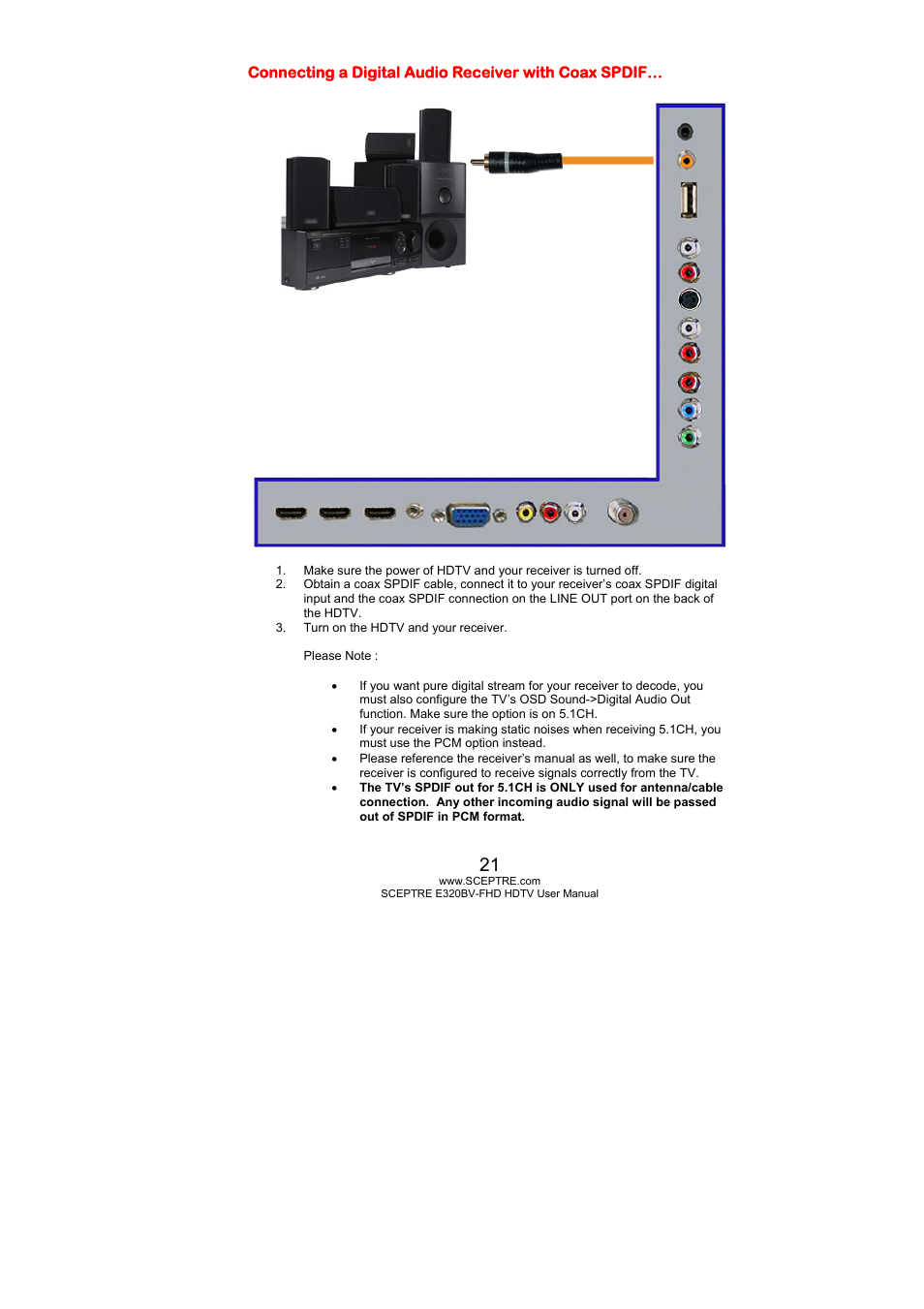 Sceptre E320PV-FHD User Manual | Page 21 / 55