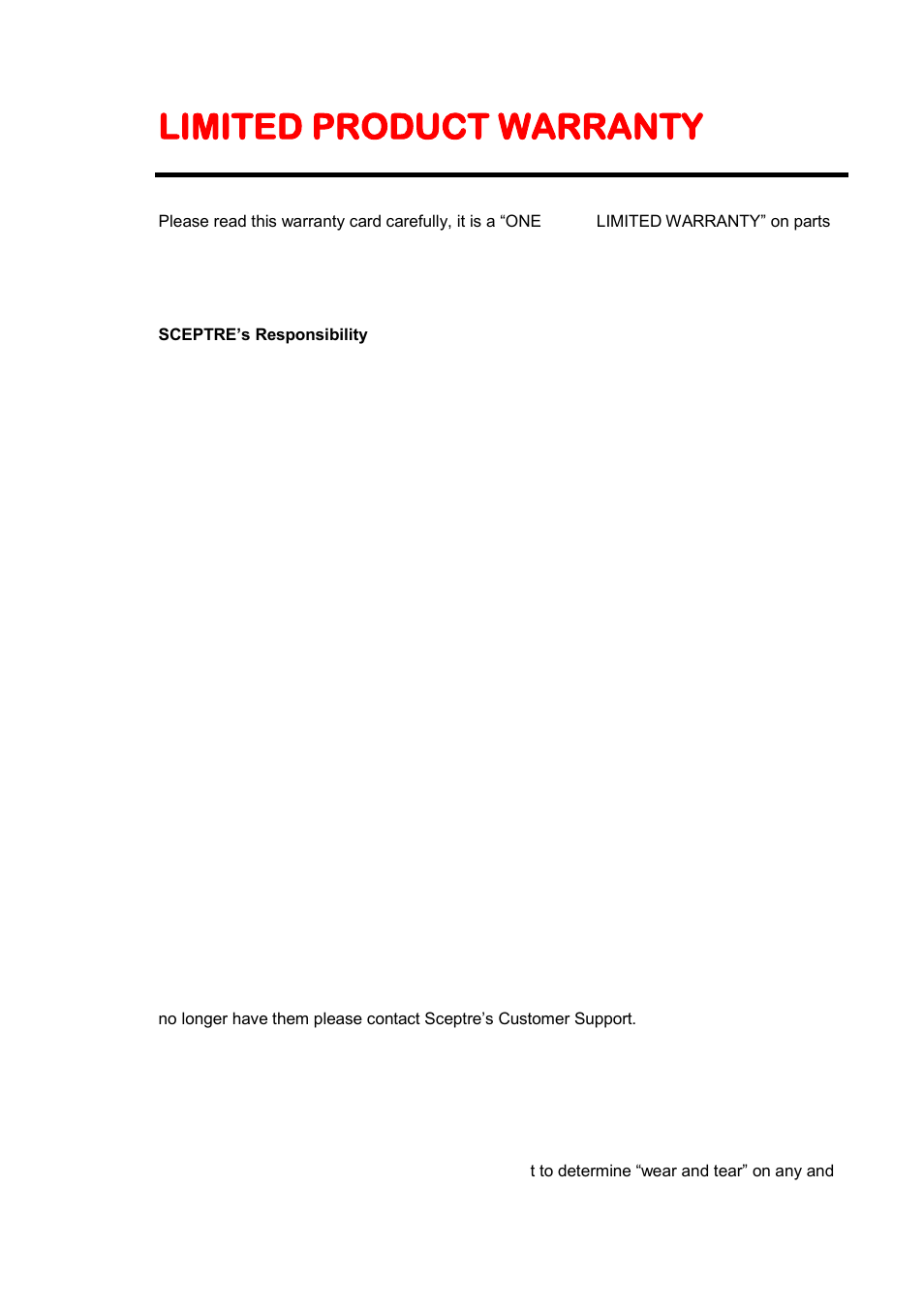 Limited product warranty | Sceptre E325BV-HD User Manual | Page 49 / 52