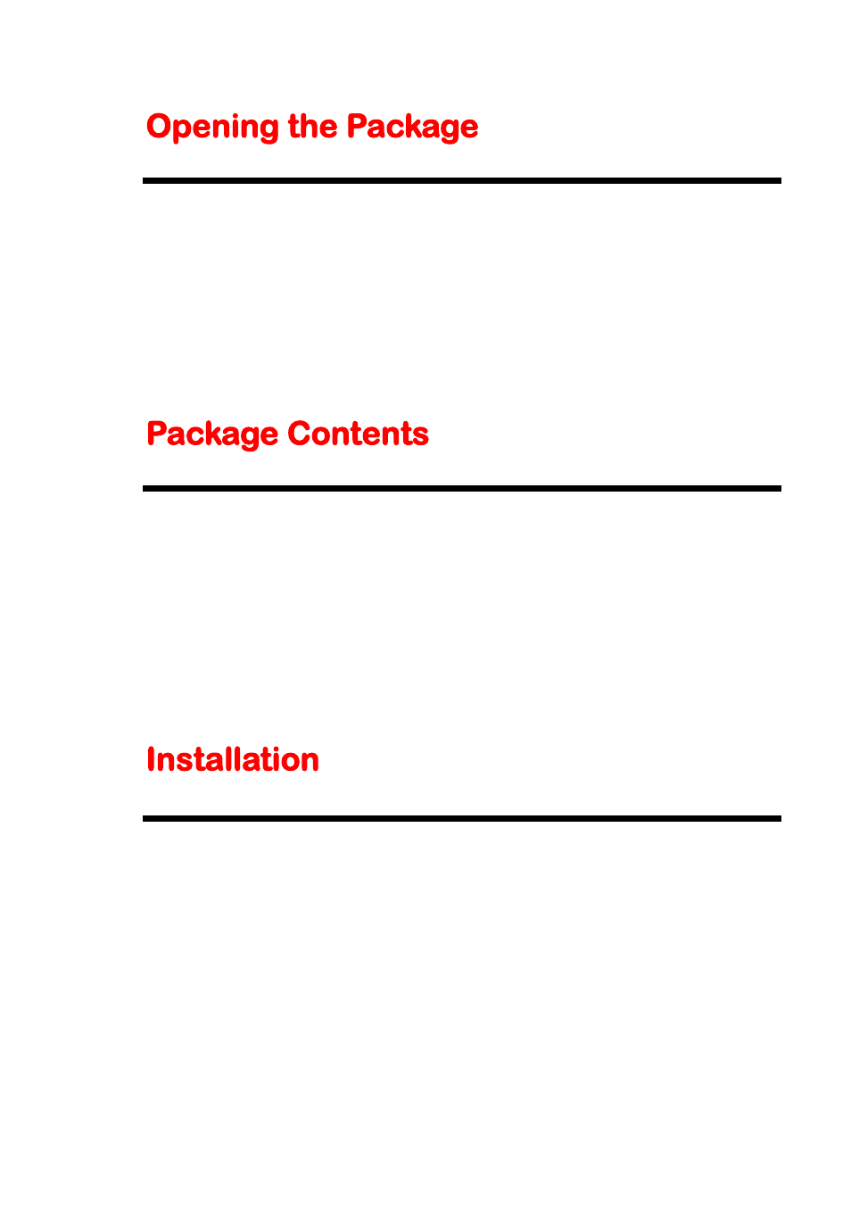 Opening the package, Package contents, Installation | Sceptre E325BV-HD User Manual | Page 7 / 52