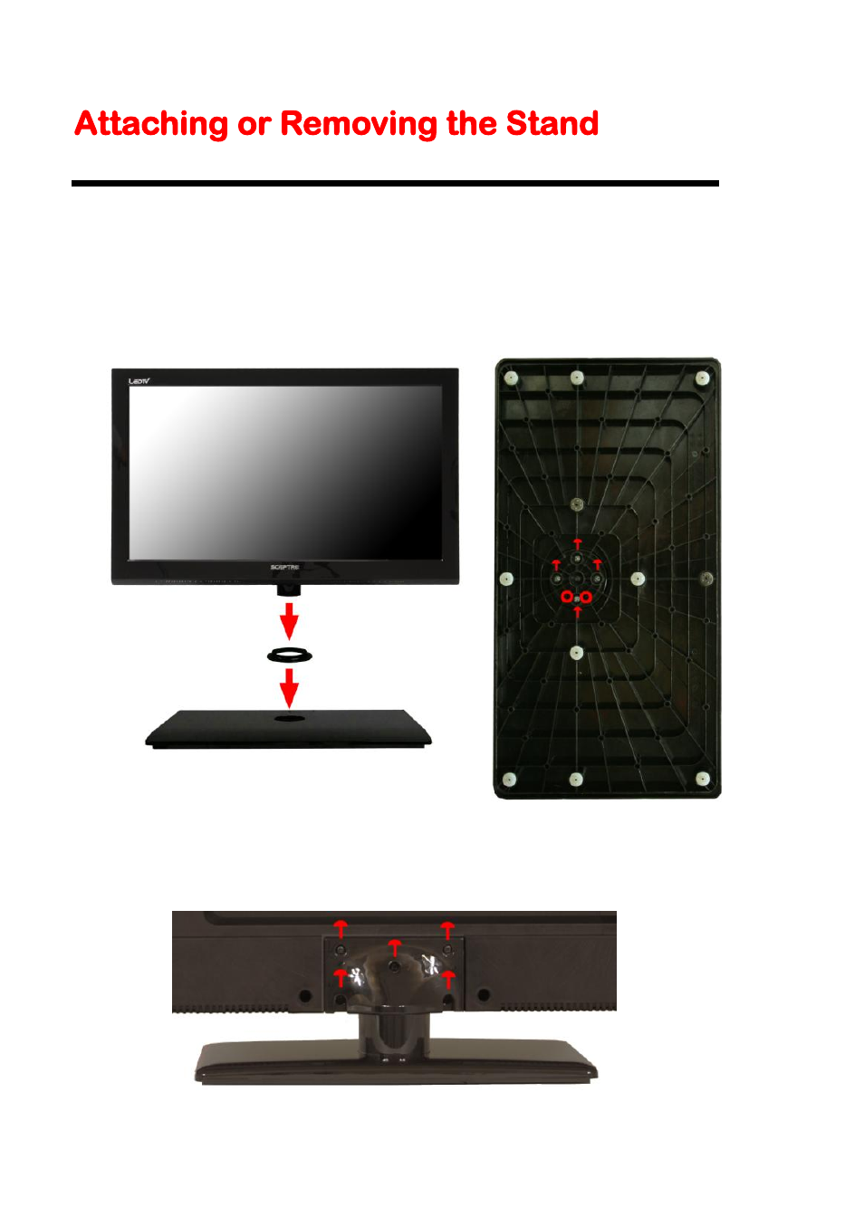 Attaching or removing the stand | Sceptre E325BV-HD User Manual | Page 8 / 52