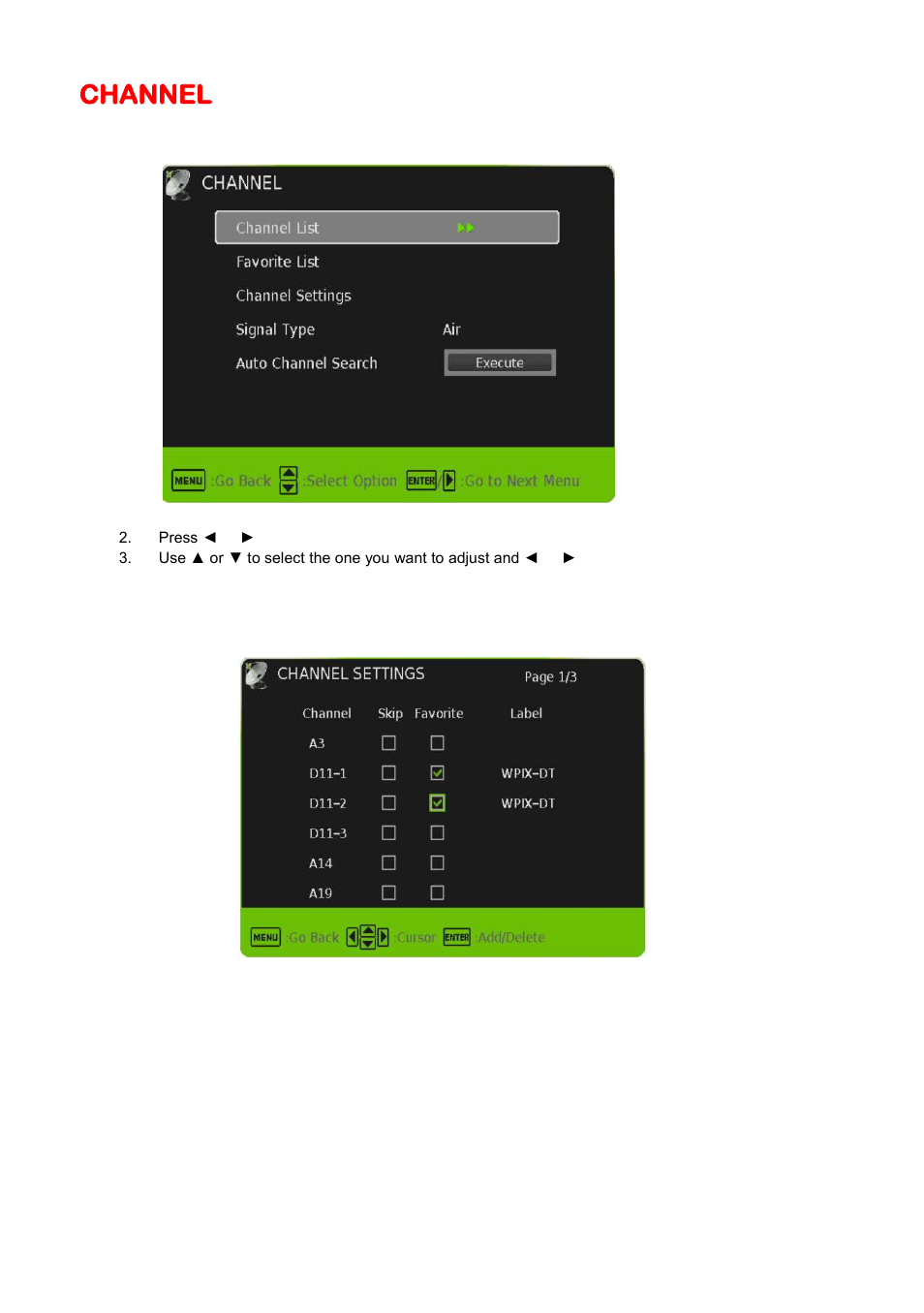 Channel | Sceptre E325BD-HDC User Manual | Page 32 / 59