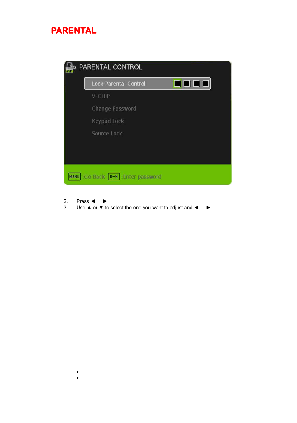 Parental | Sceptre E325BD-HDC User Manual | Page 33 / 59